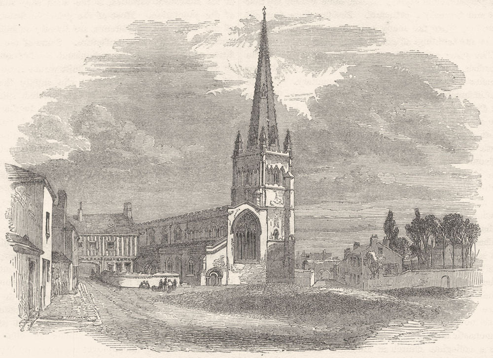 LEICESTERSHIRE. St. Mary's Church, Leicester 1850 old antique print picture